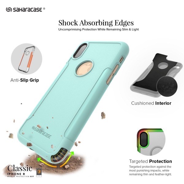 Sahara Case iPhone X Inspire Klf/Cam Ekran Koruyucu-Teal