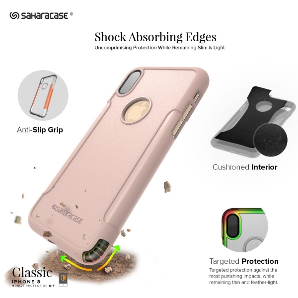 Sahara Case iPhone X Inspire Klf/Cam Ekran Koruyucu-Rose Gold