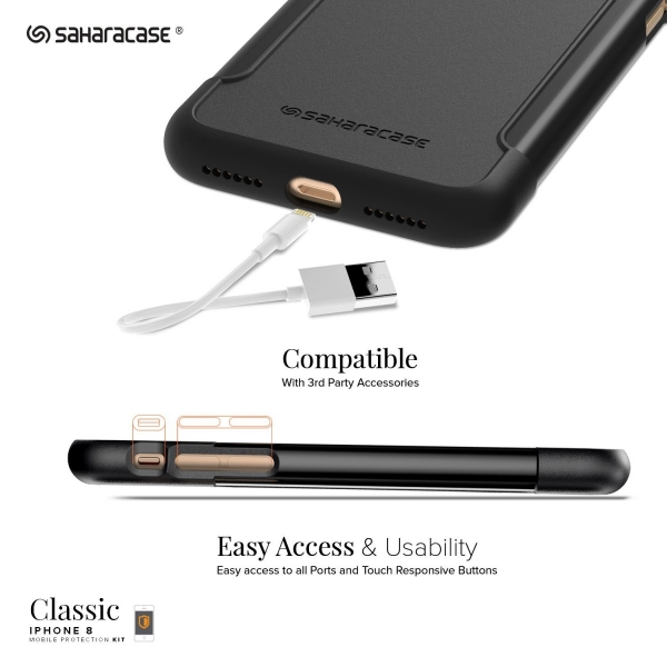 Sahara Case iPhone X Inspire Klf/Cam Ekran Koruyucu-Black