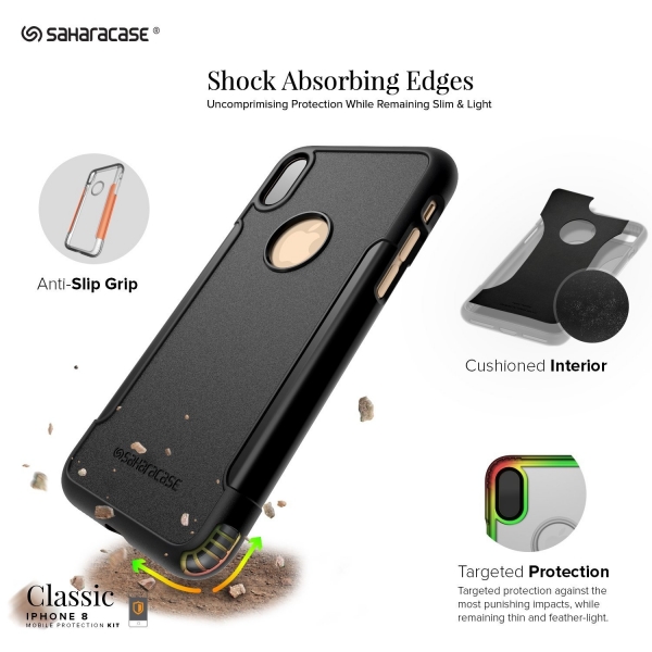 Sahara Case iPhone X Inspire Klf/Cam Ekran Koruyucu-Black