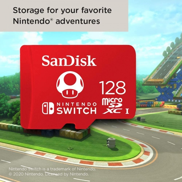 SanDisk Nintendo Switch in Lisansl microSDXC-Kart (128GB)- Super Mario Super Mushroom