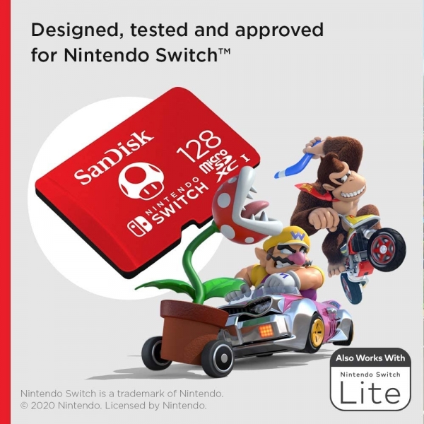 SanDisk Nintendo Switch in Lisansl microSDXC-Kart (128GB)- Super Mario Super Mushroom