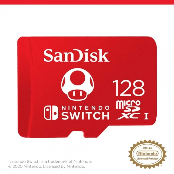 SanDisk Nintendo Switch in Lisansl microSDXC-Kart (128GB)- Super Mario Super Mushroom