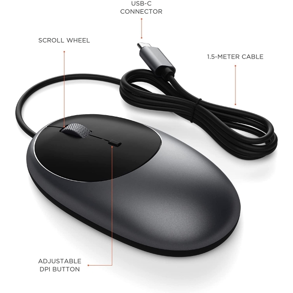 Satechi Aluminum C1 USB C Kablolu Mouse