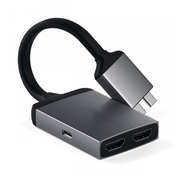 Satechi Alminyum Type C ift HDMI Adaptr (Space Gray)