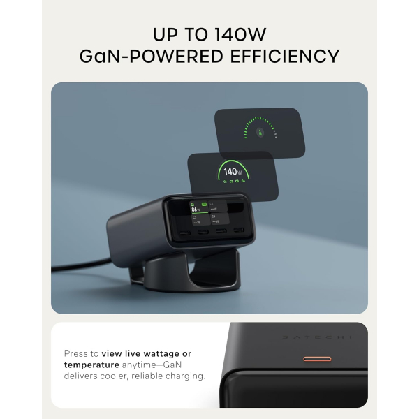 Satechi ChargeView 140W Desktop �arj �stasyonu