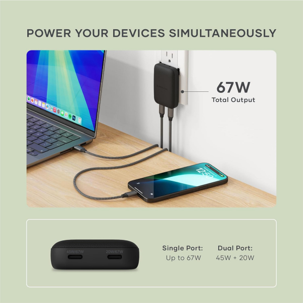 Satechi OntheGo 67W �nce GaN Duvar �arj Cihaz�-Black