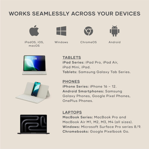 Satechi OntheGo Bluetooth Klavye-Sand