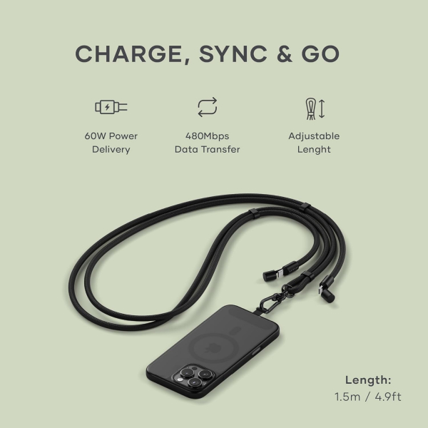Satechi OntheGo USB-C Boyun Asks-Black 