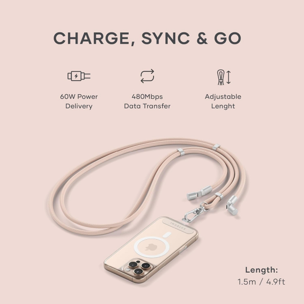 Satechi OntheGo USB-C Boyun Asks-Desert Rose