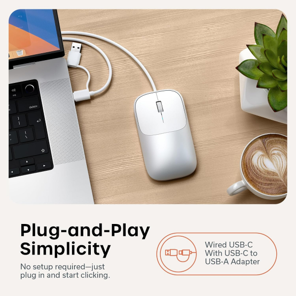 Satechi Slim LX Kablolu USB-C Mouse-Silver