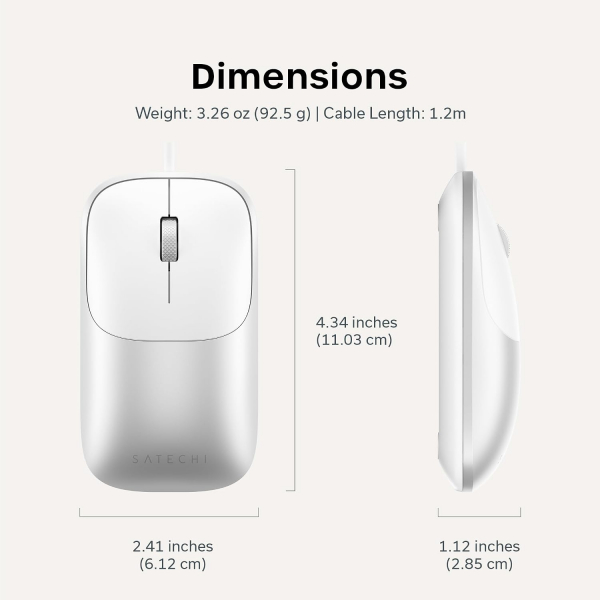 Satechi Slim LX Kablolu USB-C Mouse-Silver