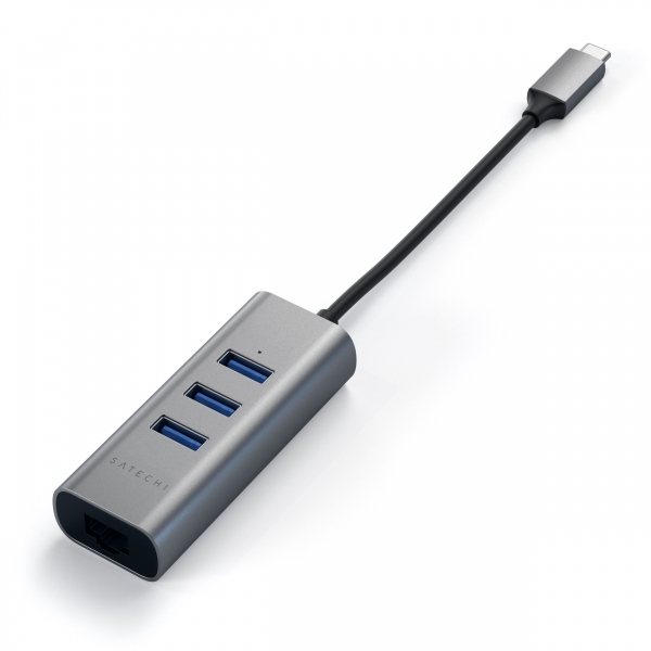 Satechi Type-C Alminyum Hub Adaptr (3 USB/Ethernet)(Space Gray)