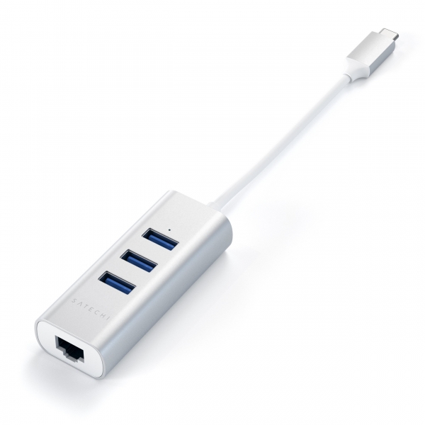 Satechi Type-C Alminyum Hub Adaptr (3 USB/Ethernet)(Silver)