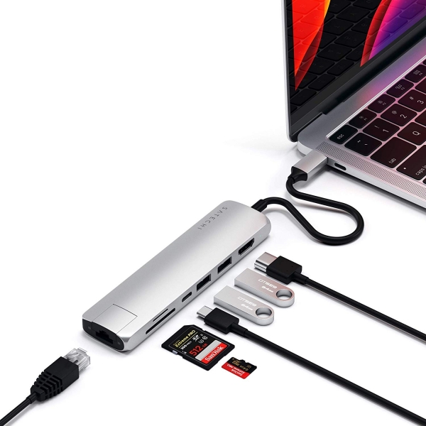 Satechi 7 Balantl USB C Alminyum Hub Adaptr (Silver)