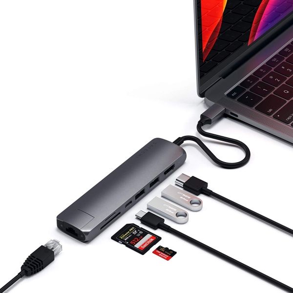 Satechi 7 Balantl USB C Alminyum Hub Adaptr (Space Gray)