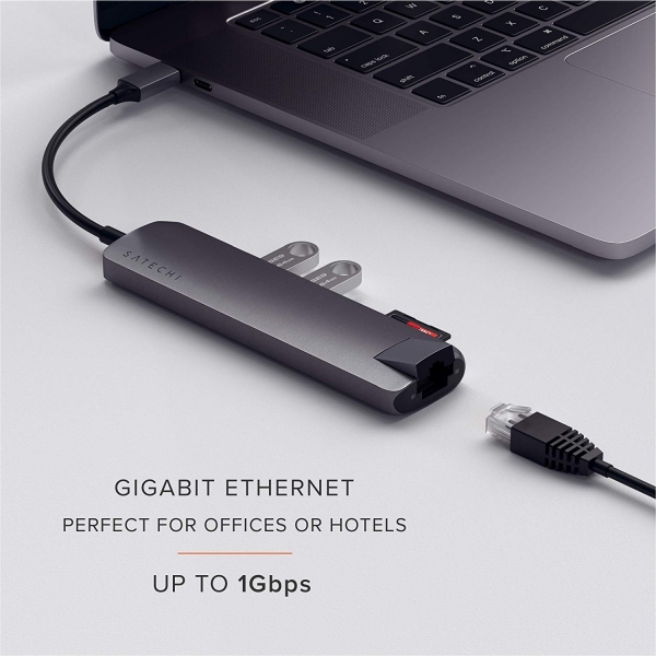 Satechi 7 Balantl USB C Alminyum Hub Adaptr (Space Gray)