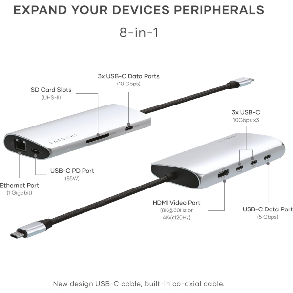 Satechi V3 USB-C Multiport Adaptr-Silver 