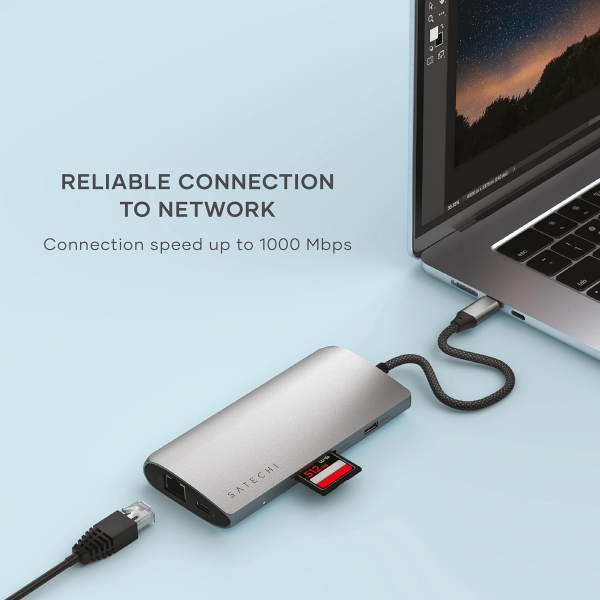 Satechi V3 USB-C Multiport Adaptr-Space Gray