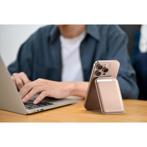 Satechi Vegan/Deri Manyetik Czdan Stand -Desert Rose