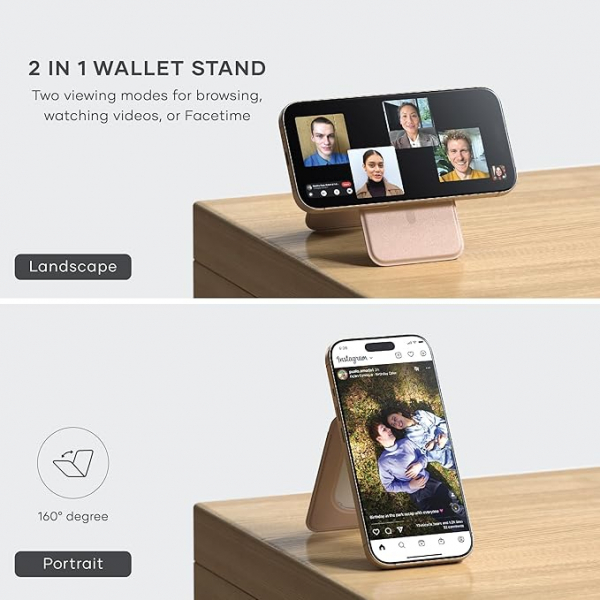 Satechi Vegan/Deri Manyetik Czdan Stand -Desert Rose