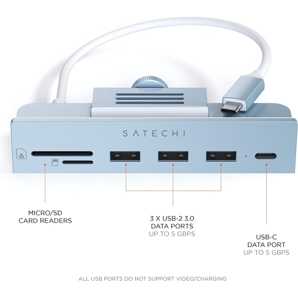 Satechi iMac in USB-C Kelepe Hub Adaptr (Mavi)