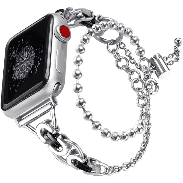 Secbolt Apple Watch 7 elik Bileklikli Kay (41mm)-Silver Black