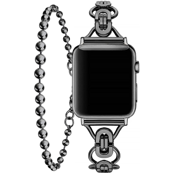 Secbolt Apple Watch 7 elik Bileklikli Kay (45mm)-Black