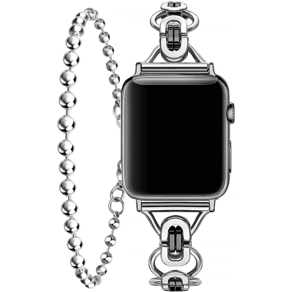 Secbolt Apple Watch 7 elik Bileklikli Kay (45mm)-Silver Black