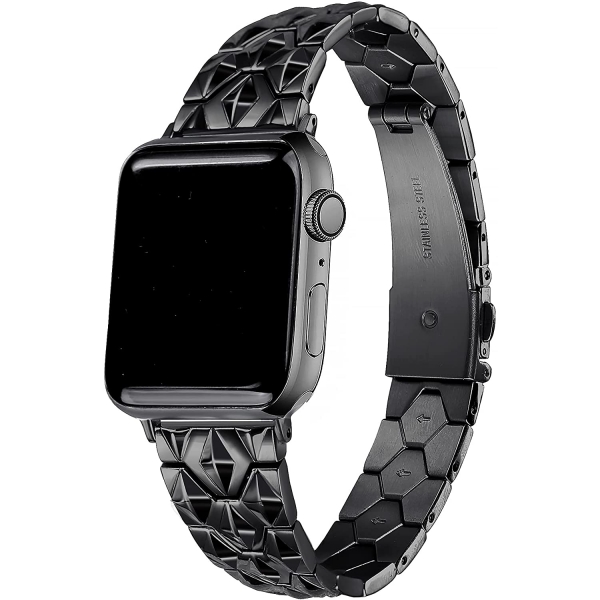 Secbolt Apple Watch 7 Diamond Cut elik Kay (41mm)-Black