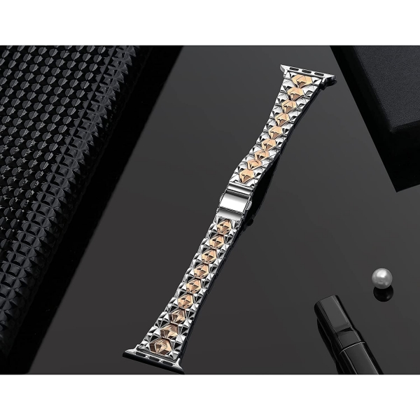 Secbolt Apple Watch 7 Diamond Cut elik Kay (41mm)-Silver Cooper