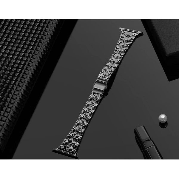 Secbolt Apple Watch 7 Diamond Cut elik Kay (45mm)-Black