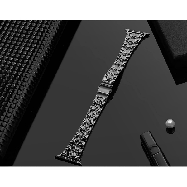 Secbolt Apple Watch 7 Diamond Cut elik Kay (45mm)-Black