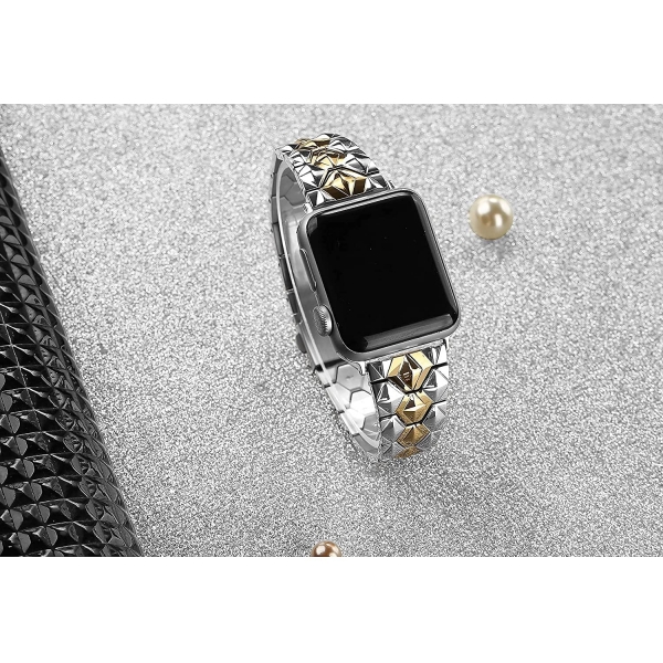 Secbolt Apple Watch 7 Diamond Cut elik Kay (45mm)-Silver Gold