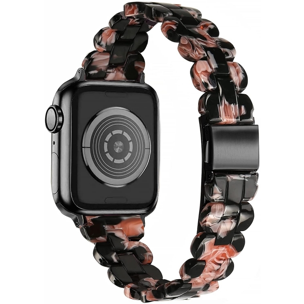 Secbolt Apple Watch 7 Resin Kay (41mm)-Black Pink Flower