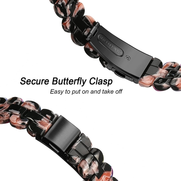 Secbolt Apple Watch 7 Resin Kay (45mm)-Black Pink Flower