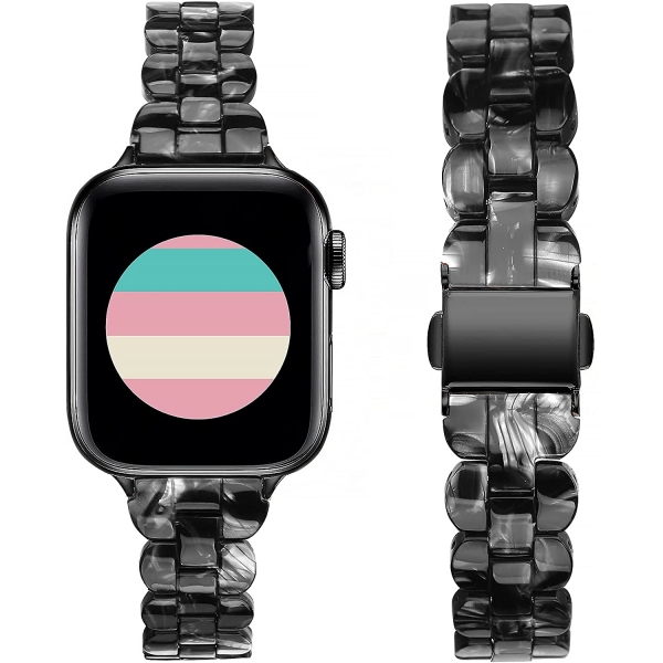 Secbolt Apple Watch 7 Resin Kay (45mm)-Black Flower