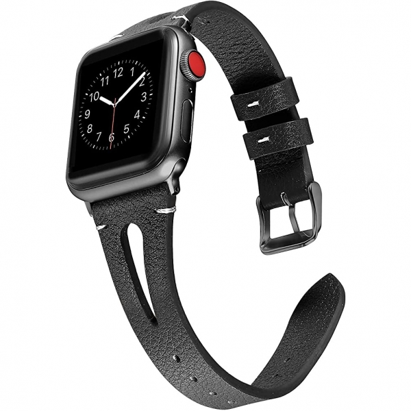 Secbolt Apple Watch Deri Kay (41mm)-Black Black