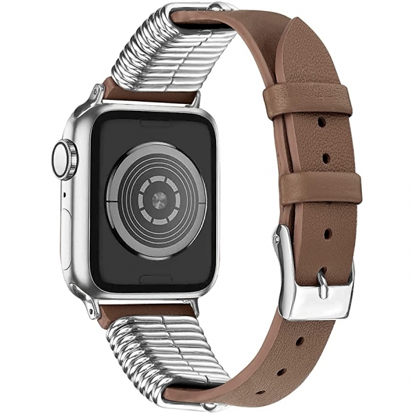 Secbolt Apple Watch Rivet Deri Kay (41mm)-Brown