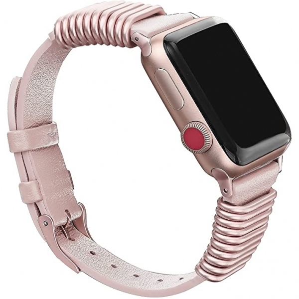 Secbolt Apple Watch Rivet Deri Kay (41mm)-Pink