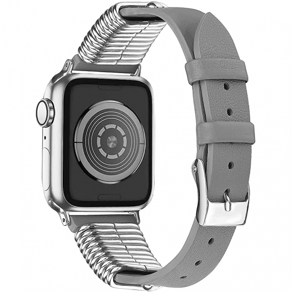 Secbolt Apple Watch Rivet Deri Kay (41mm)-Grey