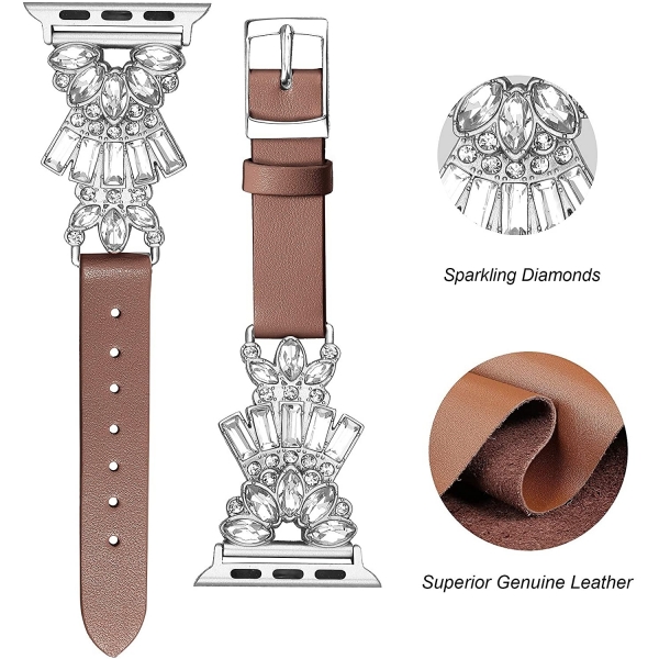 Secbolt Bling Serisi Apple Watch 7 Deri Kay (45mm)(S)-Brown