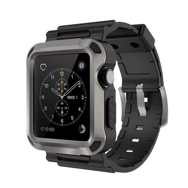 Simpeak Apple Watch Rugged Koruyucu Klfl Siyah Kay (42mm)-Grey