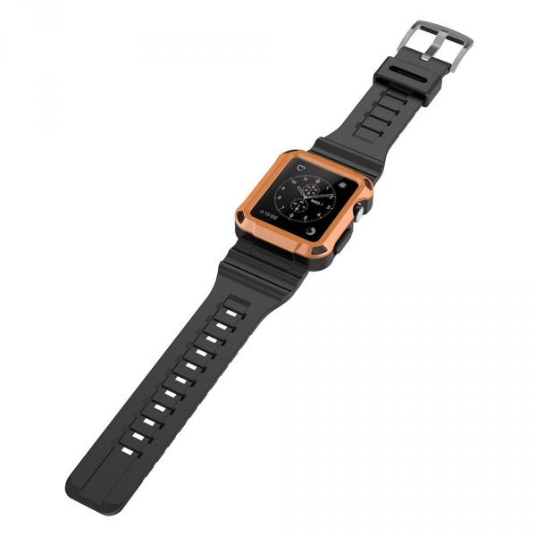 Simpeak Apple Watch Rugged Koruyucu Klfl Siyah Kay (42mm)-Orange