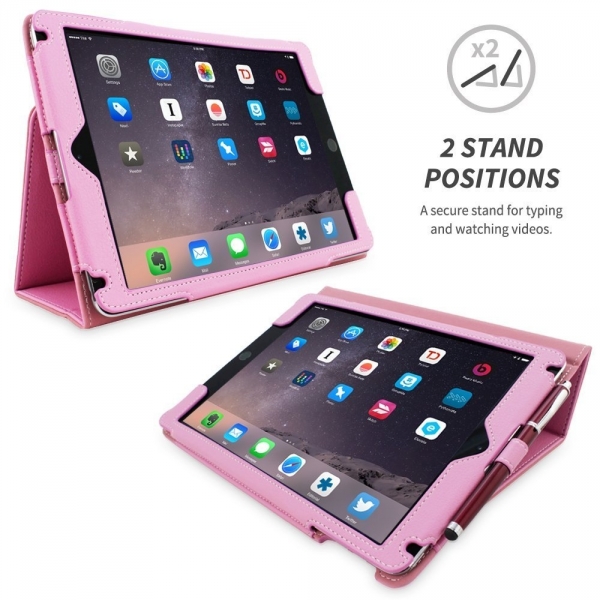 Snugg Apple iPad Air Deri Klf (9.7 in)-Candy Pink