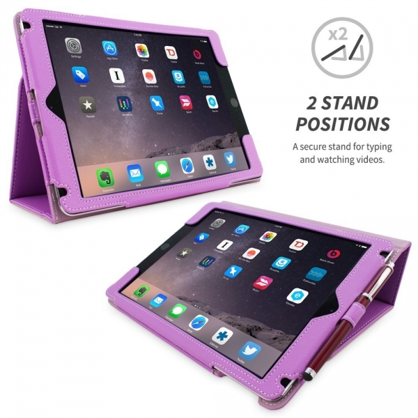 Snugg Apple iPad Air Deri Klf (9.7 in)-Purple