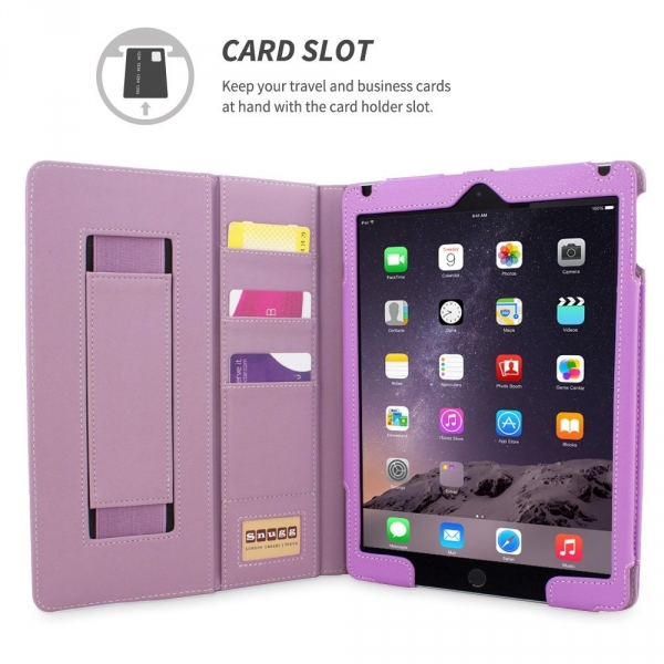 Snugg Apple iPad Air Deri Klf (9.7 in)-Purple
