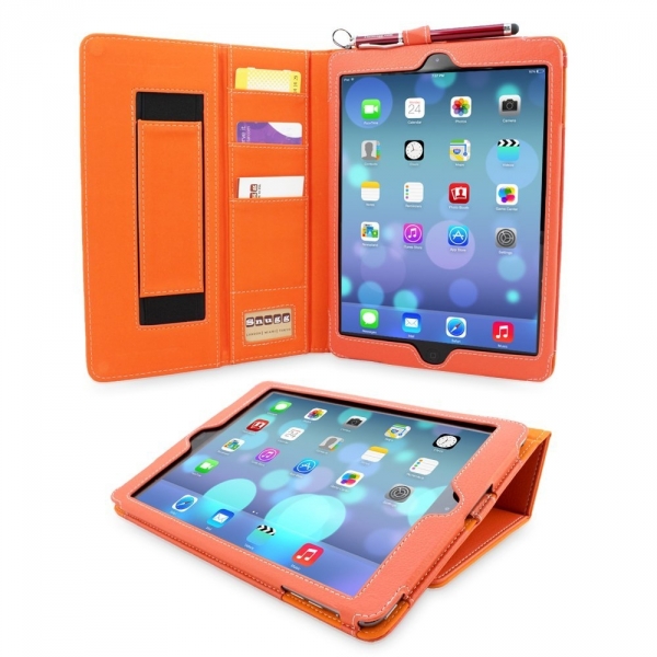 Snugg Apple iPad Air Deri Klf (9.7 in)-Orange