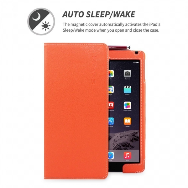 Snugg Apple iPad Air Deri Klf (9.7 in)-Orange