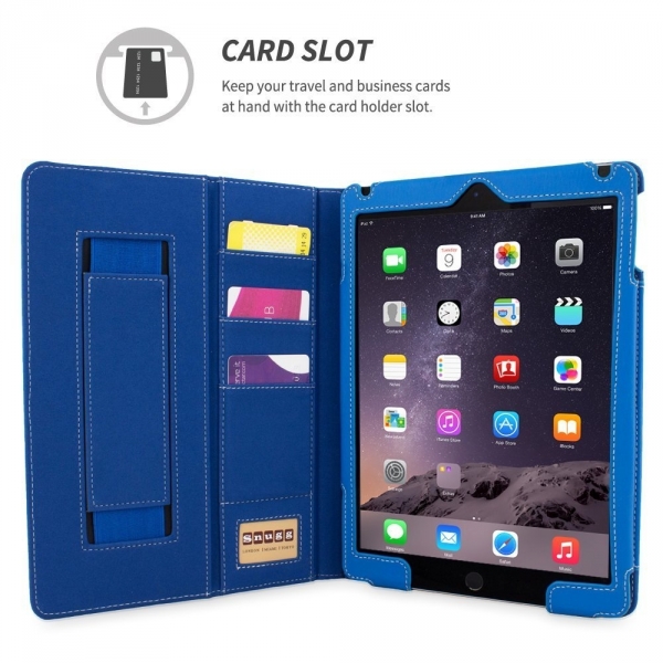 Snugg Apple iPad Air Deri Klf (9.7 in)-Electric Blue